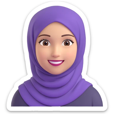young girl with a purple hijab and a smiling face, friendly and approachable sticker