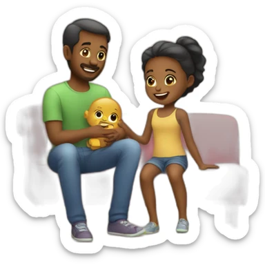 man babysitting a 2 year old girl sticker