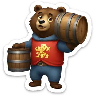 Russian bear holding a barrel of oilrussian bear sticker