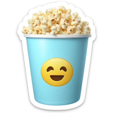 Popcorn in a pale blue popcorn bucket  sticker