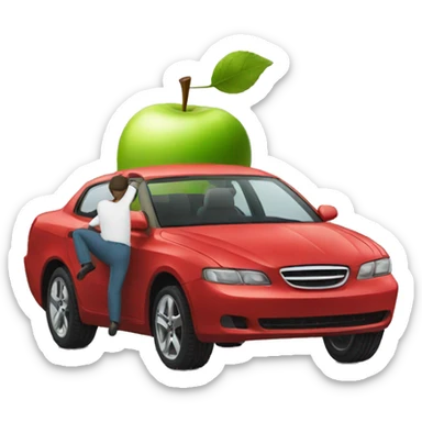 Apple Man diving a expensive car sticker