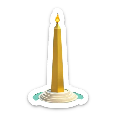 Cinematic Realistic Monas Landmark Emoji, showcasing the National Monument in Jakarta, a towering obelisk with a golden flame, set within a lush park under a clear, radiant sky. sticker