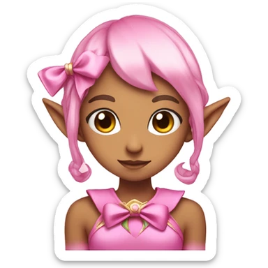 Pink Anime Elf With a bow sticker