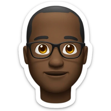 Black man whit big forehead and glasses sticker