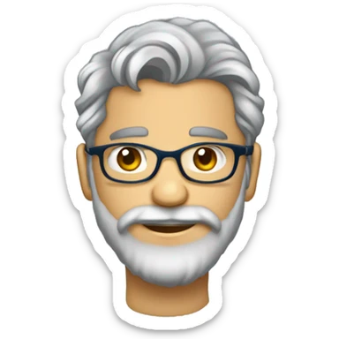 sticker illustration, jovem 30 anos, óculos, cabelo curto, barba, olhos castanhos claros e uma camisa azul bem visível, Muito Feliz gray, background sticker