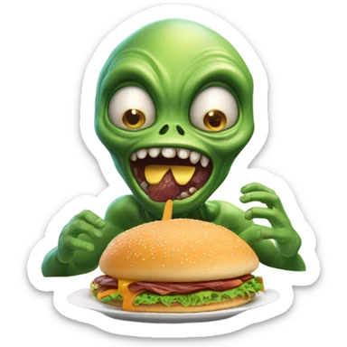 Alien a comer hambúrguer  sticker