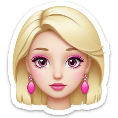 Cute blonde character with exaggerated eyelashes and pink accessories sticker