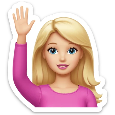 Barbie girl with blond hair. One arm up waving hello sticker