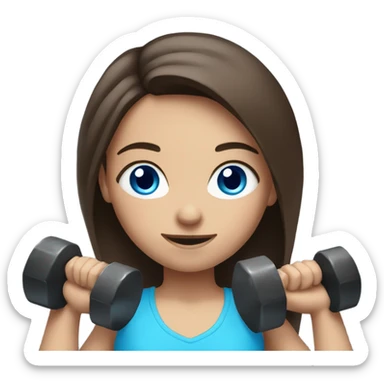 brunette girl with bright blue eyes lifting hand weights sticker