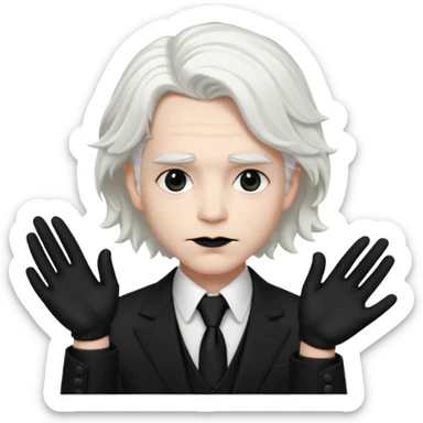 Male Goth with Top Hat
 Wavy shoulder-length hair, white skin, black suit and gloves, pale skin tone, white long hair sticker