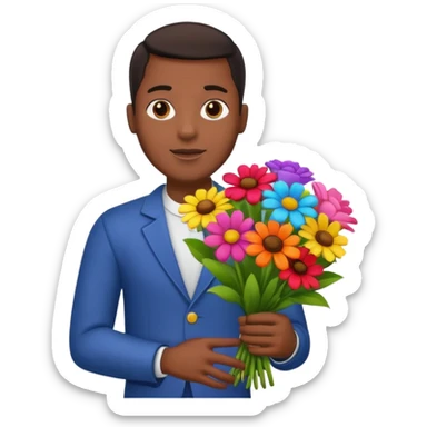 Black Male hand give a bogue of flowers sticker