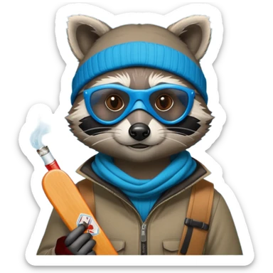 Ratcoon with ski mask smoking a joint sticker