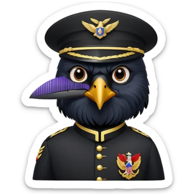 eine kleiner schwarzer rabe im military stil,   sticker