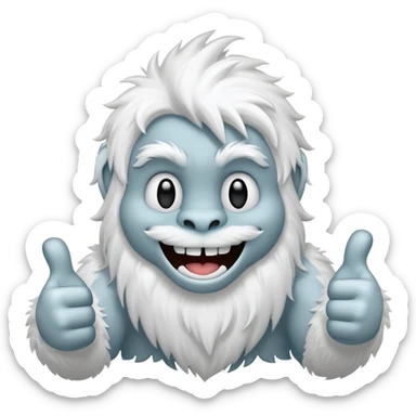yeti thumbs up, smiling, winking sticker
