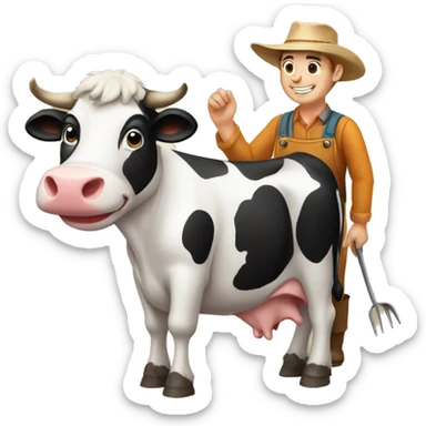 Cow with farmer  sticker