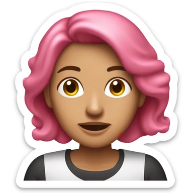 mujer lavandose la cara con toalla rosada sticker