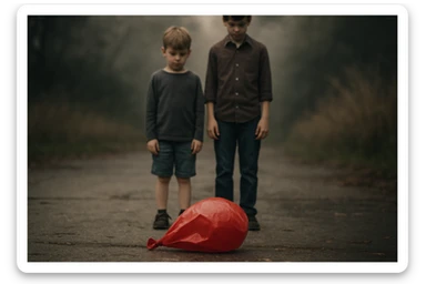 aravani bir baloni singanini tasvirla uning oldida aka uka homush turishibdi yuzlari ko'rinmasa ham bo'ladi sticker