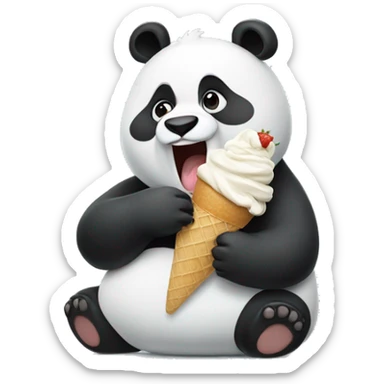Panda eating ice cream sticker