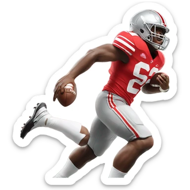 Ohio state football player scoring a touchdown sticker