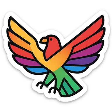 rainbow eagle, stylized, bold colors, soaring, minimal background sticker