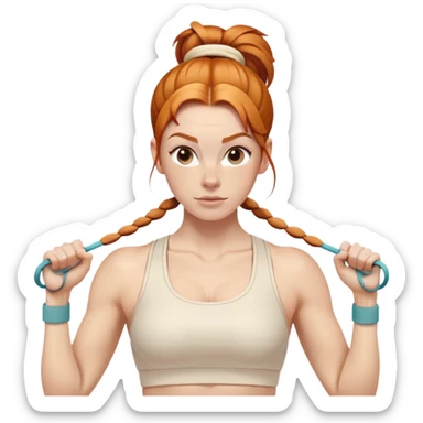 Ginger gym girl low bun cream athleisure resistance bands workout sticker