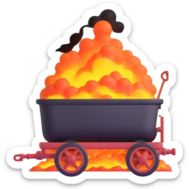 wagon with molten steel, glowing and steaming sticker