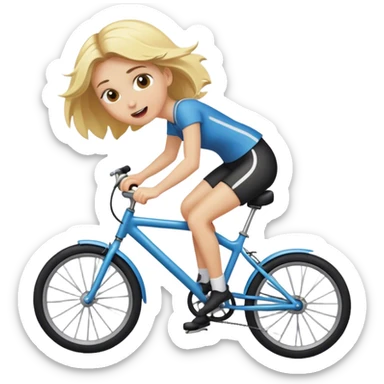 Blonde girl riding bike crashing sticker