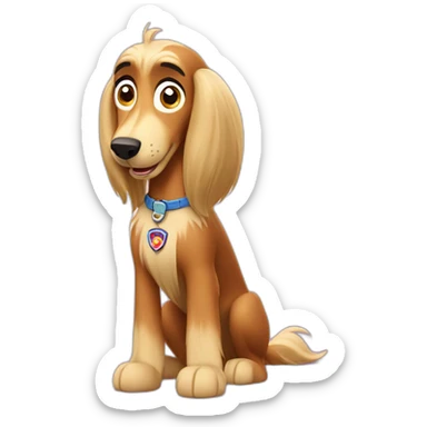 Afghan Hound in paw patrol sticker