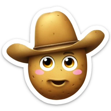 Potato wearing a cowboy hat sticker