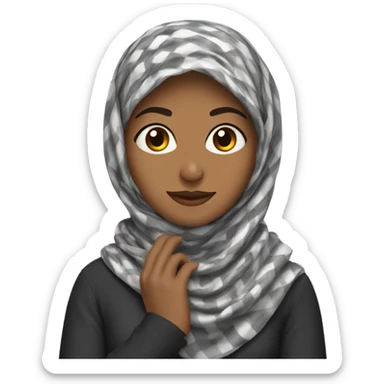 Woman holding kuffiyeh with her hands sticker