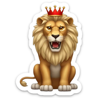 A angry lion in a red crown sticker