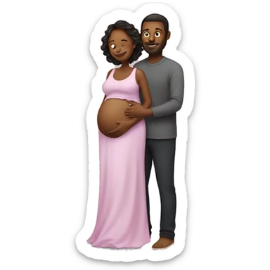 A pregnant woman with her husband  sticker