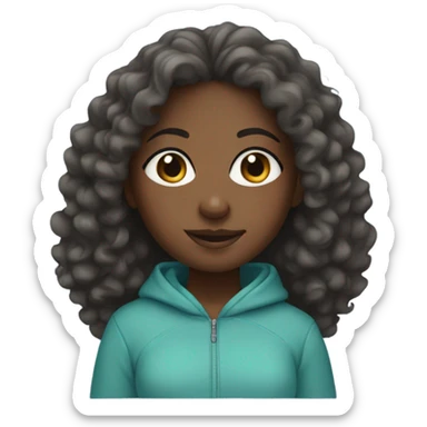 Black girl with curly hair and wearing a hoodie  sticker