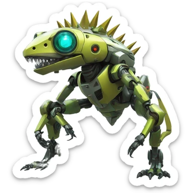a futuristic mechanical spiky Medabot-lizard full body sticker
