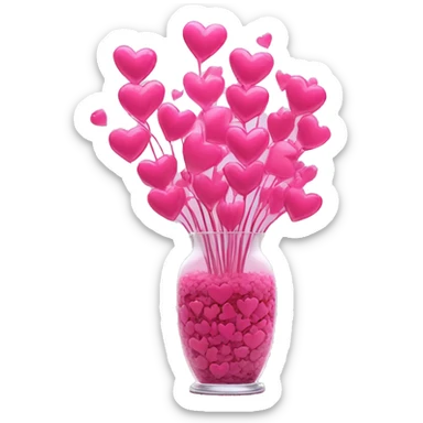 10000000 huge pink hearts on stems in a clear glass vase sticker