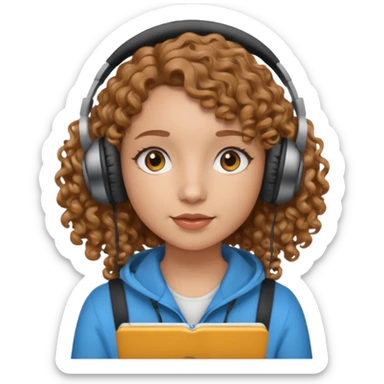 girl videomaker with light brown curly hair  sticker