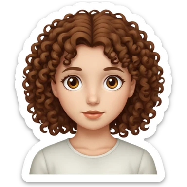 girl with curly brown hair and brown eyes sticker
