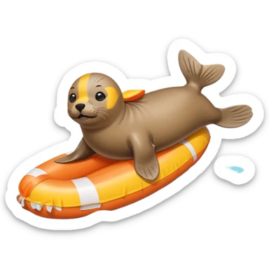 A cute seal pup with floaties on both flippers, kicking excitedly near lane markers. sticker