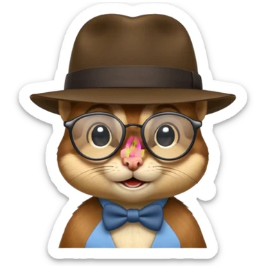 chipmunk with glasses and fedora sticker