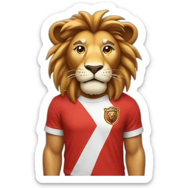 lion dressed with a tshirt stripped red and white sticker