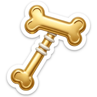 please generate an emoji of a  golden plated dog treat in the shape of a bone sticker