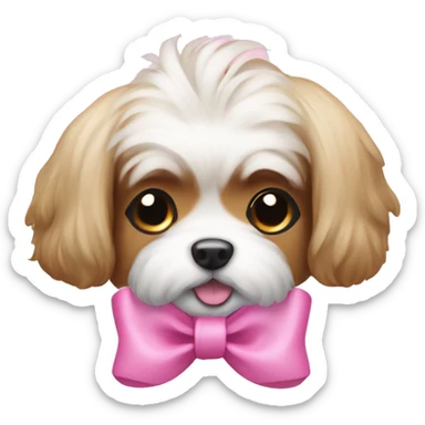 malshi dog with pink bow sticker
