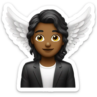 angel con alas de y aureola  con cabello negro lacio largo   sticker