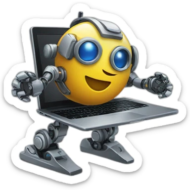 emoji robot works in laptop sticker