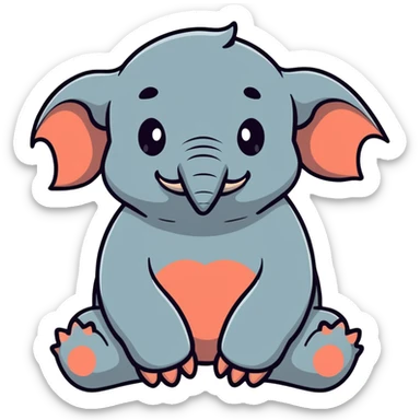 WOSH (Homunculus Loxodontus), a gray blob-like creature with wrinkled skin, no neck, tiny hands resting on lap, patiently waiting sticker