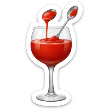 tomato puree in a glass glass transparent with one spoon floating above sticker