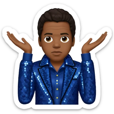 Jay-Z with dark brown hair, dark blue sequin outfit sticker