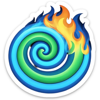 blue and green fire sticker