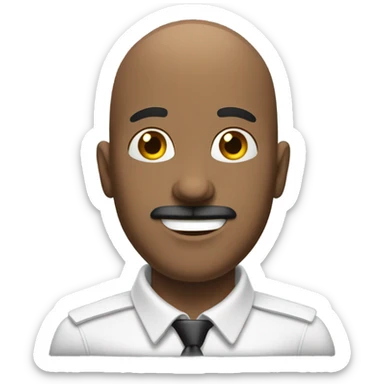 Bald man with mustache (dark brown hair) and 5’o clock shadow saying hi sticker