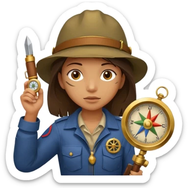 Girl + compass,Jungle Explorers. sticker